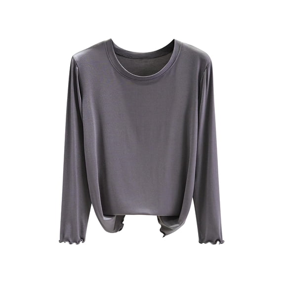 aidice Pajama Tops for Women Long Sleeve Shirt Soft Stretch Crewneck Basic Layer Undershirt Comfy Tees Shirts