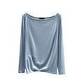 thumbnail image 1 of aidice Pajama Tops for Women Scoop Neck Long Sleeve Top Tees Shirts Basic Layer Comfy Sleepwear Undershirt, 1 of 5