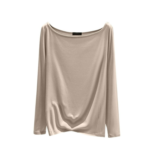 aidice Pajama Tops for Women Scoop Neck Long Sleeve Top Tees Shirts Basic Layer Comfy Sleepwear Undershirt
