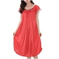 thumbnail image 1 of aidice Pajamas Dresses for Women Cap Sleeve Lace Ruffle Bow Pjs Loose Comfy Solid Color Night Dresses, 1 of 7