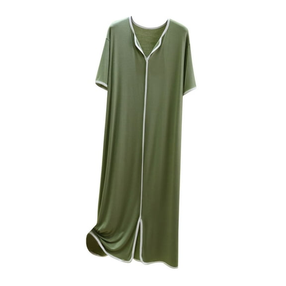 aidice Pajamas Dresses for Women Loungewear V Neck Short Sleeve Split Loose Comfy Soft Sleep Dresses