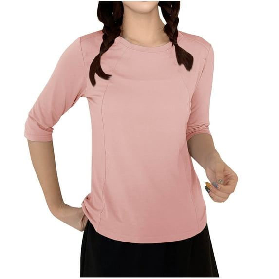 aidice Pajamas T Shirts for Women Casual Round Neck 3/4 Sleeve Pjs Tops Comfy Soft Homewear Shirts
