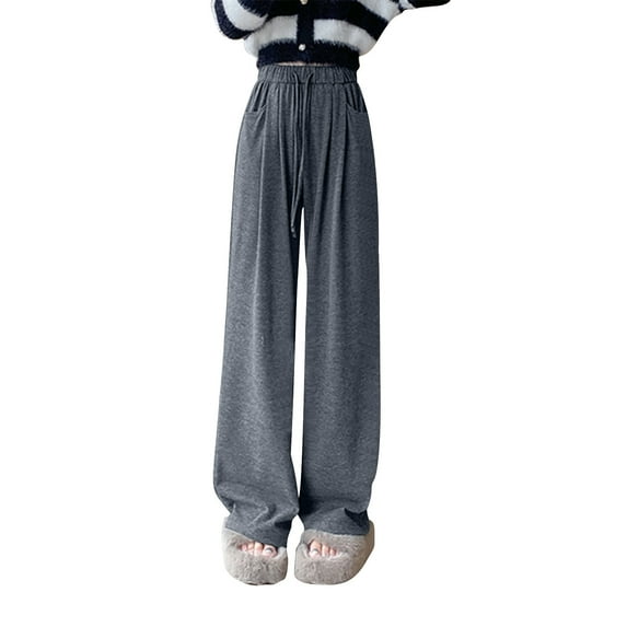 aidice Pants for Women Summer Casual Loose Solid Color Drawstring Sweatpants Workout Trousers Pockets