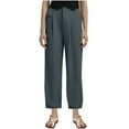 thumbnail image 1 of aidice Pants for Women Summer Cropped Office Button Zip Elastic Waisted Workwear Pants with Pockets, 1 of 7