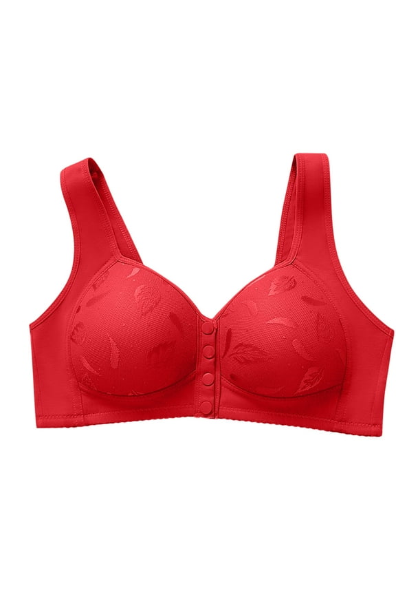Plus Size Bras for Women No Underwire Front Closure Lace Support Comfy Wide Strap Everyday Bras