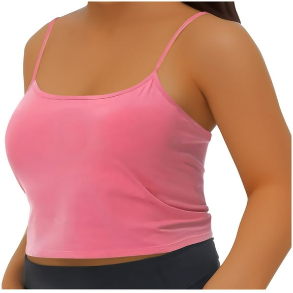aidice Plus Size Crop Tops 1-5XL Camisole for Women Sleeveless Strap Tops with Built in Bra Summer Casual Tanks