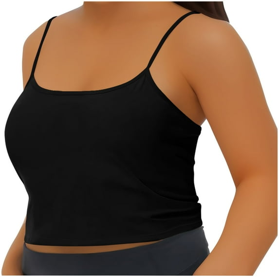 aidice Plus Size Crop Tops 1-5XL Camisole for Women Sleeveless Strap Tops with Built in Bra Summer Casual Tanks