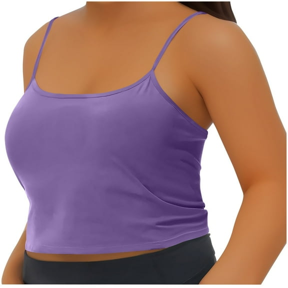 aidice Plus Size Crop Tops 1-5XL Camisole for Women Sleeveless Strap Tops with Built in Bra Summer Casual Tanks