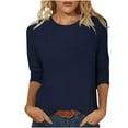 thumbnail image 1 of aidice Plus Size Shirts for Women Casual 3/4 Sleeve Round Sleeve Comfy Fitting Solid Color Tee Shirts, 1 of 6