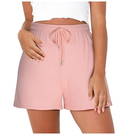 aidice Plus Size Shorts for Women Gym Running Loose Shorts with Pockets Drawstring Elastic High Waisted Casual Shorts