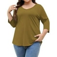 thumbnail image 1 of aidice Plus Size T Shirts for Women Casual V Neck 3/4 Sleeve Tops Loose Comfy Drop Shoulder Tee Shirts, 1 of 8