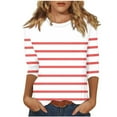thumbnail image 1 of aidice Plus Size T Shirts for Womens Casual Fitting Comfy Round Neck Striped Long Sleeve Fashion Shirts, 1 of 5