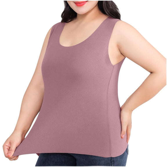 aidice Plus Size Tank Top 2XL-5XL for Women Sleeveless Crewneck Stretchy Tanks Summer Casual Homewear Sleep Tops