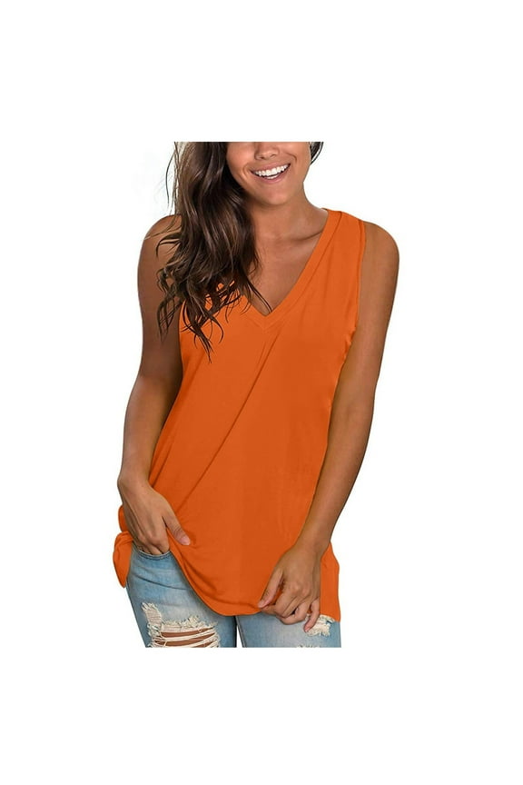 Plus Size Tank Tops for Women 3-5XL Cotton Sleeveless V Neck Breathable Womens Tops Summer Vacation