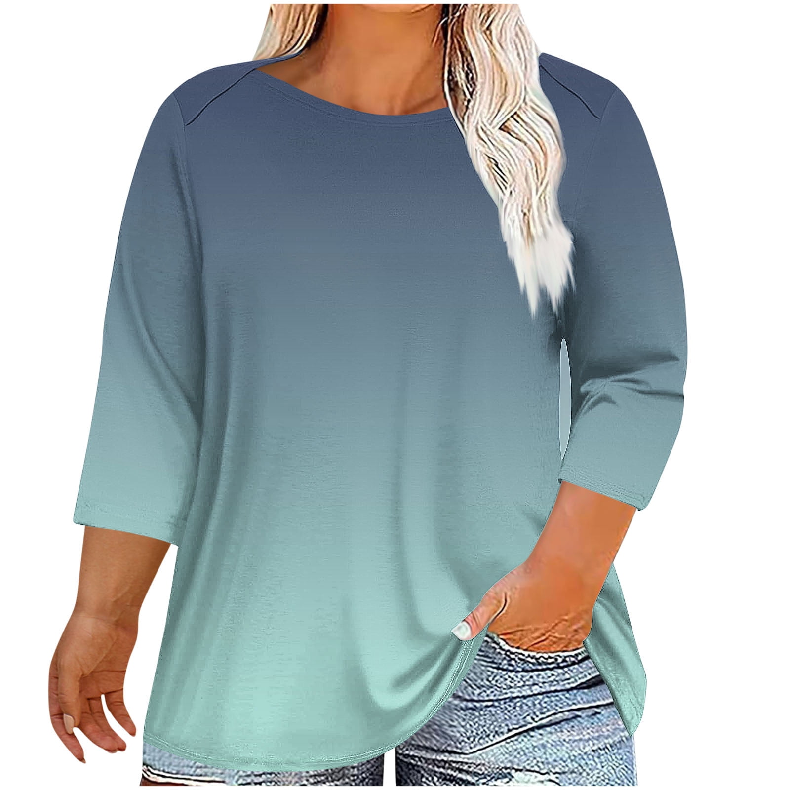 RIAH FASHION Women's Casual 3/4 Sleeve Peplum Top – Plus Size Available (1X-3X) | Cute Scoop Neck Blouse