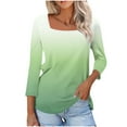 thumbnail image 1 of aidice Plus Size Tops for Women Casual Comfy Square Neck Shirts 3/4 Sleeve Gradient Color Tee Shirts, 1 of 7