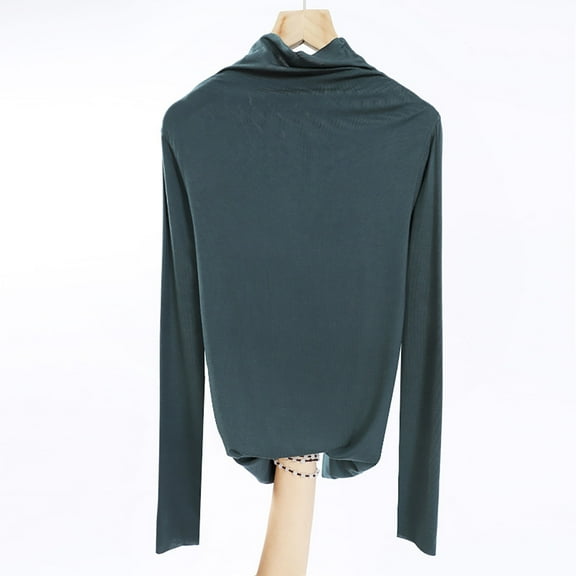 aidice Plus Size Tops for Women Casual High Neck Long Sleeve Blouses Comfy Soft Solid Color Blouses Tops