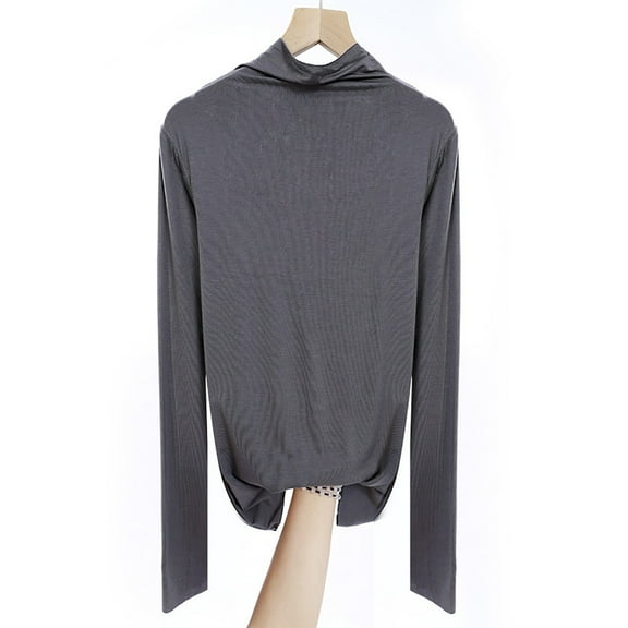 aidice Plus Size Tops for Women Casual High Neck Long Sleeve Blouses Comfy Soft Solid Color Blouses Tops