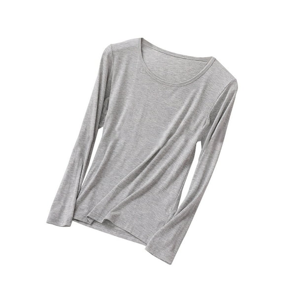 aidice Plus Size Tops for Women Casual Round Neck Long Sleeve Blouses Comfy Soft Homewear Blouses Tops