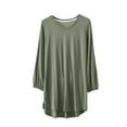 thumbnail image 1 of aidice Plus Size Tops for Women Pajamas V Neck Long Sleeve Soft Comfy Side Split Homewear Tee Shirts, 1 of 3
