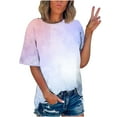 thumbnail image 1 of aidice Plus Size Tops for Women Trendy Short Sleeve Round Neck Loose Shirts Casual Multi Color T Shirts, 1 of 5
