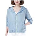 thumbnail image 1 of aidice Plus Size Womens Cardigans Summer Lightweight Thin Zipper Hooded Sun Protection Breathable Jackets, 1 of 5
