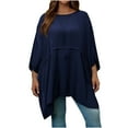 thumbnail image 1 of aidice Plus Size Womens Shirts Casual Round Neck Batwing Sleeve Comfy Irregularly Oversize Tee Shirts, 1 of 6