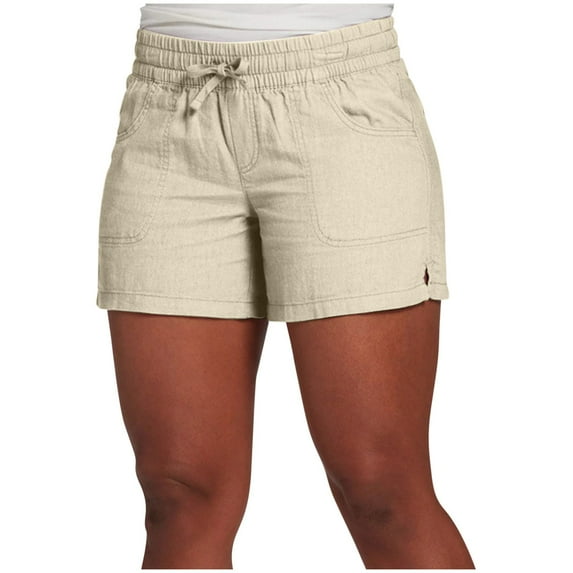 aidice Plus Size Womens Shorts Cotton Linen Lightweight Fitting Drawstring Side Split Solid Color Shorts
