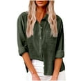 thumbnail image 1 of aidice Plus Size Womens Tops Cotton Linen Lapel Neck Long Sleeve Button up Lightweight High-Low Hem Shirts, 1 of 8
