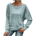 thumbnail image 1 of aidice Ribbed Tops for Women Casual Round Neck Long Sleeve Shirts Loose Comfy Solid Color Blouses Tops, 1 of 9