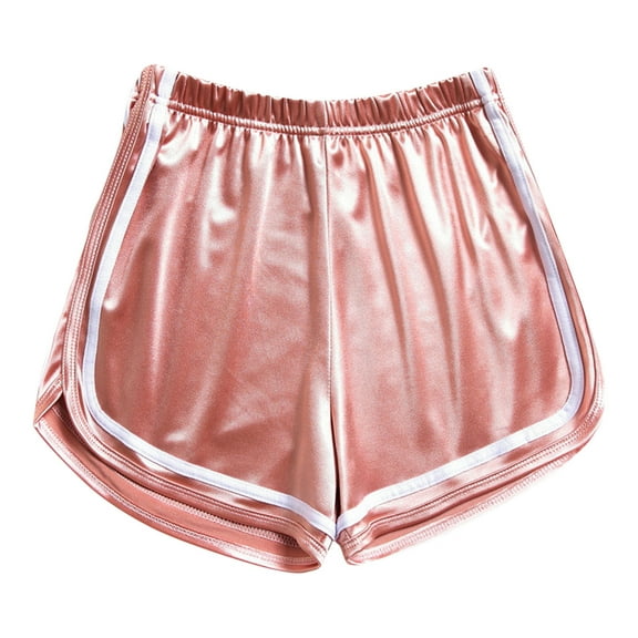 aidice Satin Shorts for Women Summer Casual Elastic Waisted Loose Comfy Solid Color Homewear Shorts