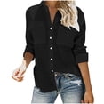 thumbnail image 1 of aidice Shirts for Women Casual Lapel Button Long Sleeve Loose Blouses Solid Color Fall Tops Pockets, 1 of 7
