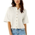 thumbnail image 1 of aidice Shirts for Women Casual Round Neck 1/2 Sleeve Button up Loose Blouses Solid Color Summer Tops, 1 of 4