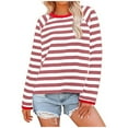 thumbnail image 1 of aidice Shirts for Women Casual Round Neck Long Sleeve Striped Loose Shirts Comfy Oversize Fall Blouses, 1 of 5