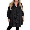 thumbnail image 1 of aidice Shirts for Women Casual V Neck Long Sleeve Button up Tops Ruffle Thin Loose Fall Tee Shirts, 1 of 6