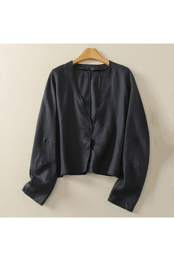 Shirts for Women Long Sleeve V Neck Open Front Cardigans Casual Comfy Jackets Thin Loose Blouses Tops