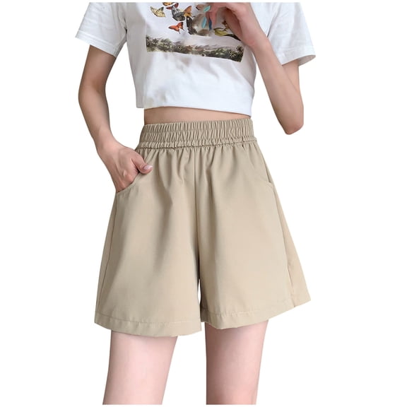 aidice Shorts for Women Casual Solid Shorts for Women Elastic Waisted Fashion Summer Shorts for Women