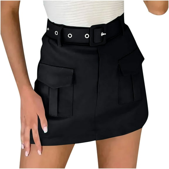 aidice Shorts for Women Skorts Summer Belt Fitting High Waisted Casual Trendy Skirts Shorts with Pockets