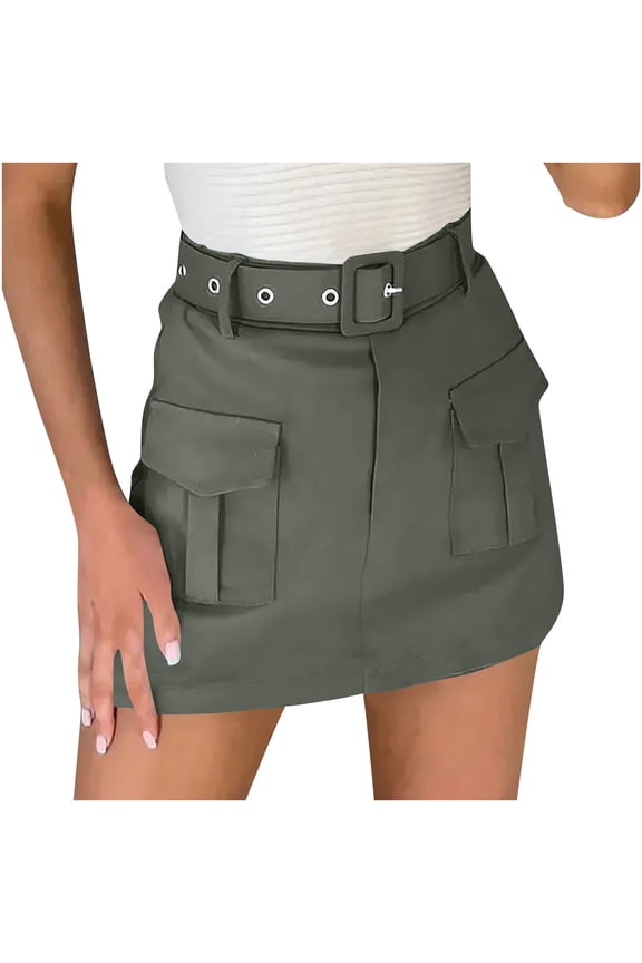 Shorts for Women Skorts Summer Belt Fitting High Waisted Casual Trendy Skirts Shorts with Pockets