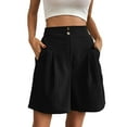 thumbnail image 1 of aidice Shorts for Women Summer Casual High Waisted Button Ruched Wide Leg Work Office Shorts with Pockets, 1 of 7