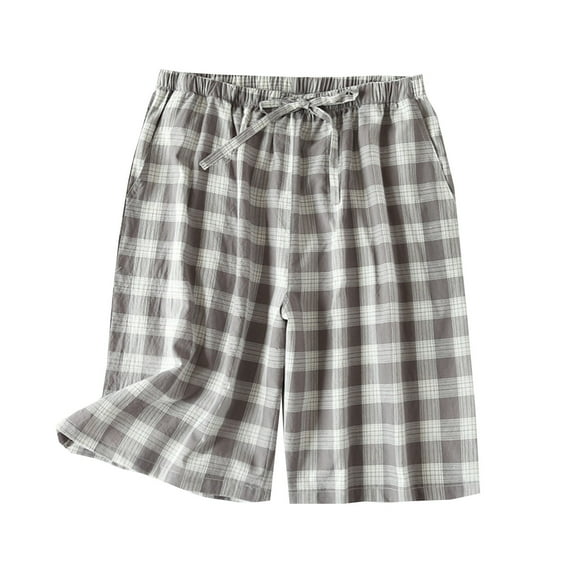 aidice Shorts for Women Summer Casual Loose Comfy Plaid Drawstring Elastic Waisted Homewear Shorts