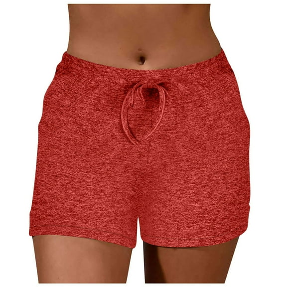 aidice Shorts for Women Summer Drawstring Elastic Waisted Ruched Slim Fitting Comfy Casual Shorts