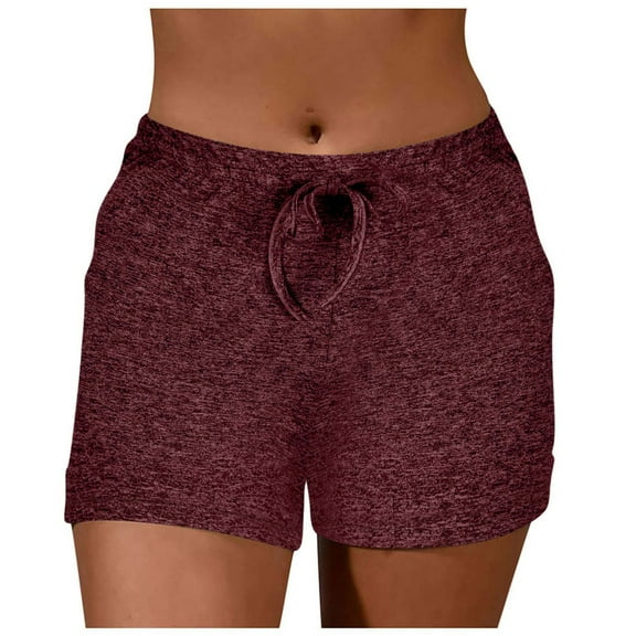 aidice Shorts for Women Summer Drawstring Elastic Waisted Ruched Slim Fitting Comfy Casual Shorts