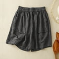 thumbnail image 1 of aidice Shorts for Women Summer Linen Cotton Loose Fitting Shorts with Pockets Casual Lightweight Wide Leg Shorts, 1 of 4