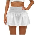 thumbnail image 1 of aidice Shorts for Women Trendy Smocked High Waisted Loose Ruffle Hot Pants Casual Summer Shorts Fashion, 1 of 7