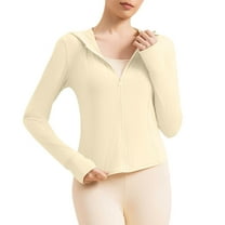 aidice Sports Jackets for Women Lightweight Quick-Dry Zip up Hooded Activewear Cropped Yoga Tops Stretch Shirts