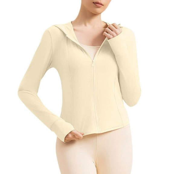 aidice Sports Jackets for Women Lightweight Quick-Dry Zip up Hooded Activewear Cropped Yoga Tops Stretch Shirts