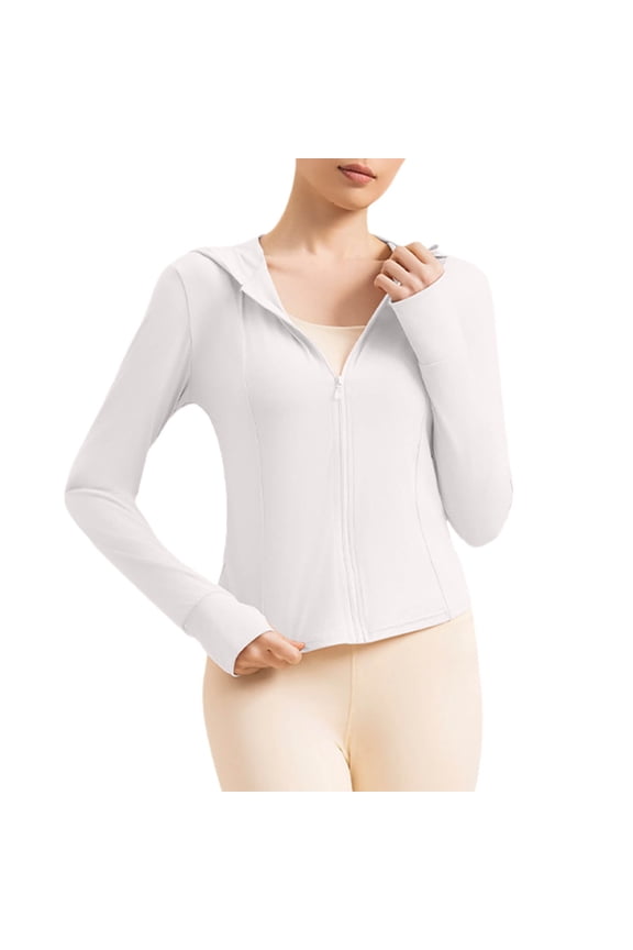 Sports Jackets for Women Lightweight Quick-Dry Zip up Hooded Activewear Cropped Yoga Tops Stretch Shirts