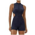 thumbnail image 1 of aidice Summer Bodysuits for Women Breathable High Neck Skinny Stretch Backless Zipper Yoga Workout Jumpsuits, 1 of 5