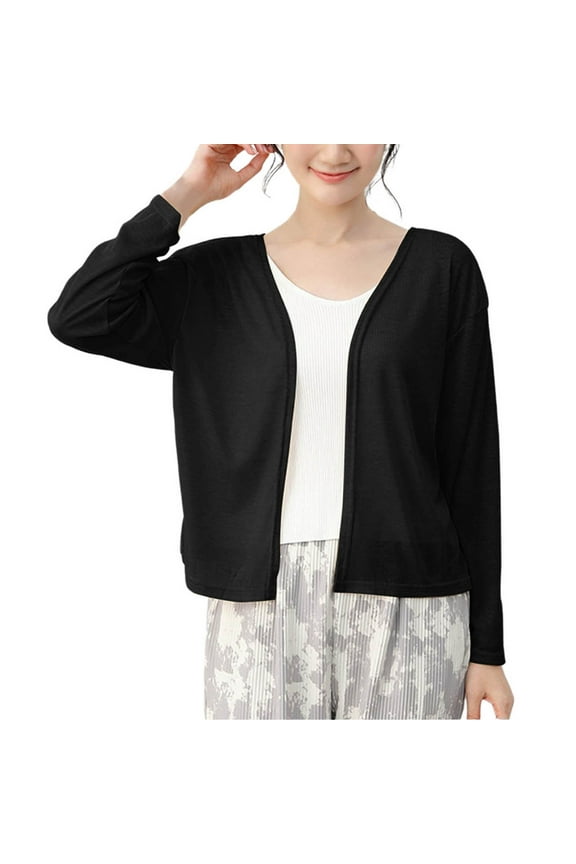 Summer Cardigans for Women Lightweight Open Front Thin Long Sleeve Casual Solid Color Cardigans